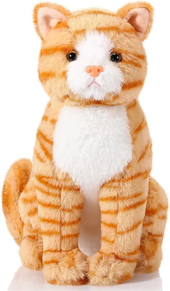 Libima 13 Inch Orange Stuffed Cat Realistic Soft Plush Animal Toy