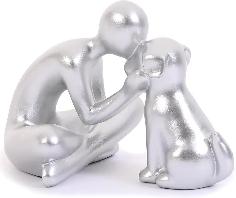 Man and Dog Statue Home Decor Memory Gift for Pet Lovers