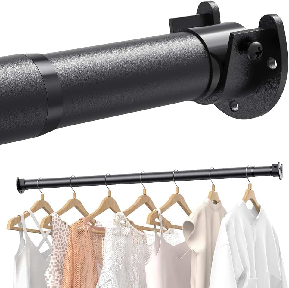 Supforce Closet Rod Heavy Duty, 17-129in Stepless Adjuatable Closet Pole