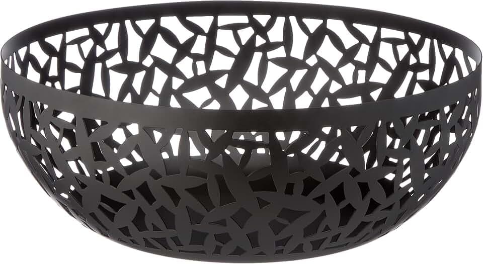 Alessi MSA04/29 B CACTUS! Obstschale, durchbrochen - Stahl, epoxidharzlackiert, schwarz. Ø 29 cm
