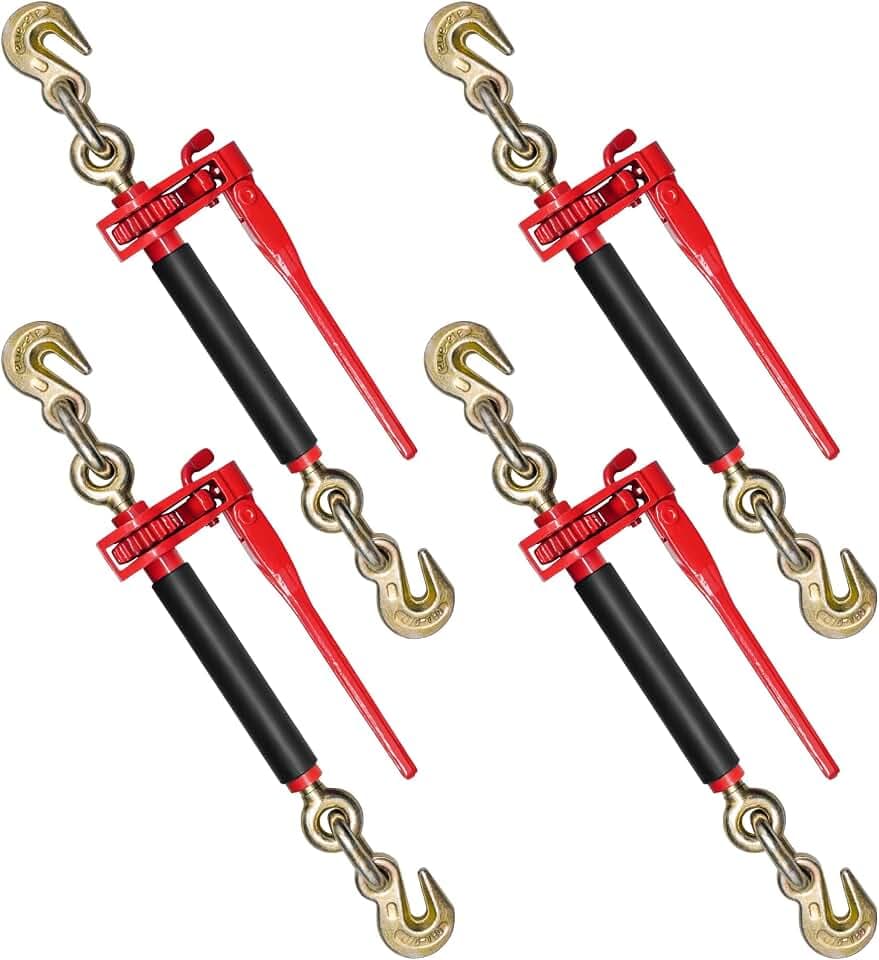 4 Pack 5/16" - 3/8" Heavy Duty Folding Handle Ratchet Chain