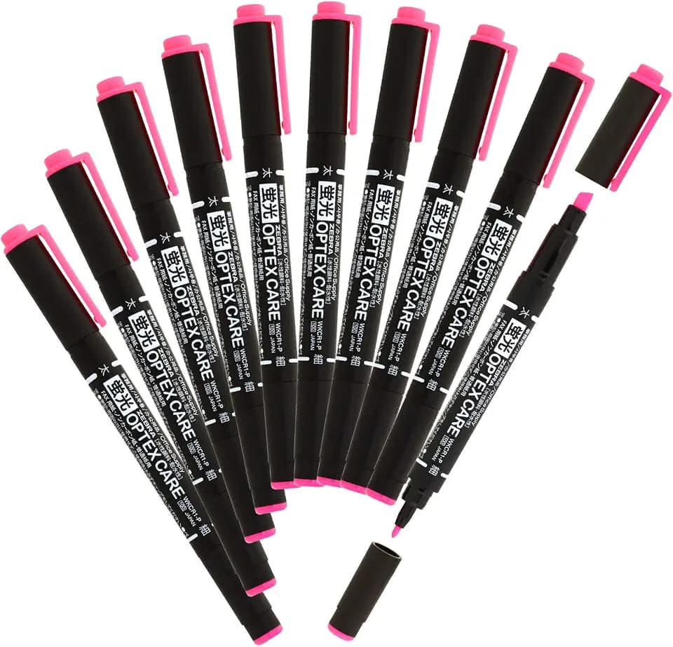 Zebra Highlighter, Optex Care, Pink, 10 Count B-WKCR1-P