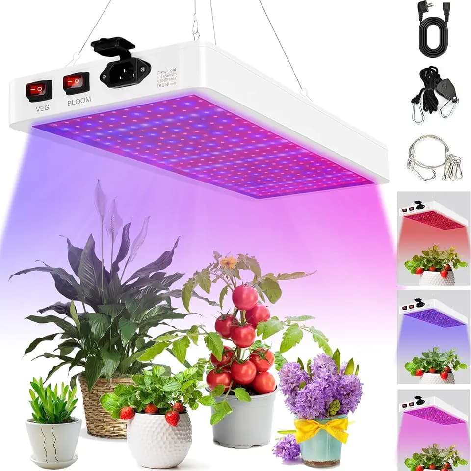 LED Grow Lampe, BW1000 Pflanzenlampe LED Vollspektrum mit UV IR 216 LEDs Grow light Led grow lampe vollspektrum für Gewächshaus und Zimmerpflanzen, Gemüse, Blume