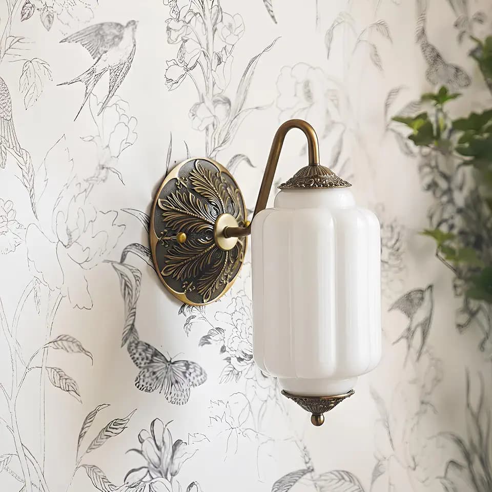 Vintage Milk Glass Sconce, Bathroom Art Deco wall Sconce