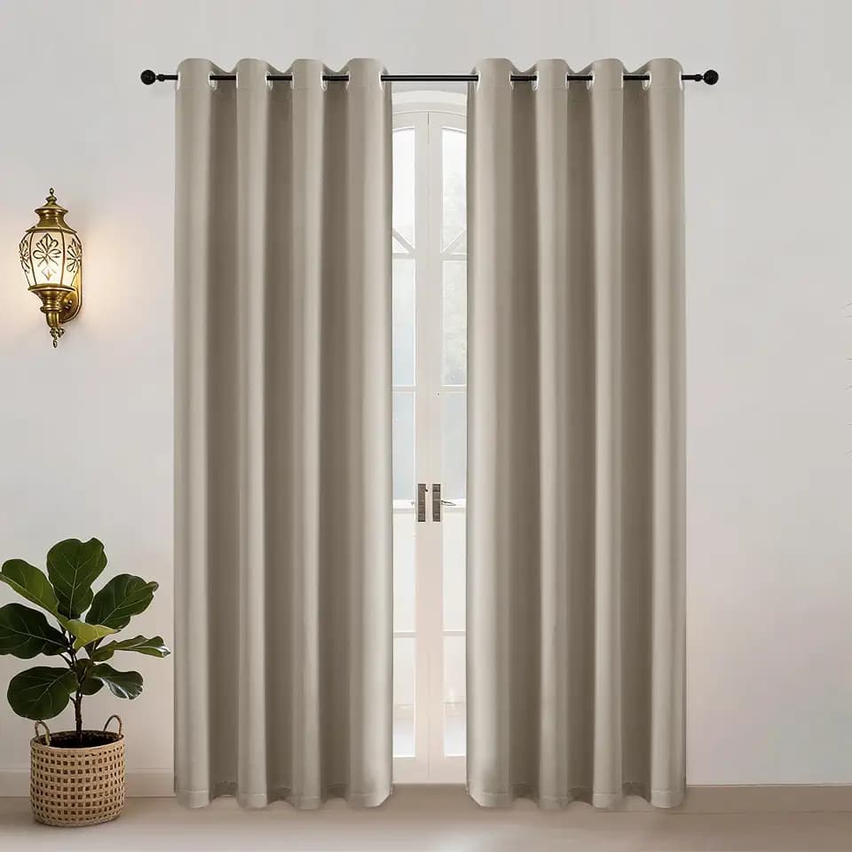 Simplebrand Verdunklungsvorhänge Taupe mit Ösen 2er Set H200 x B140 cm