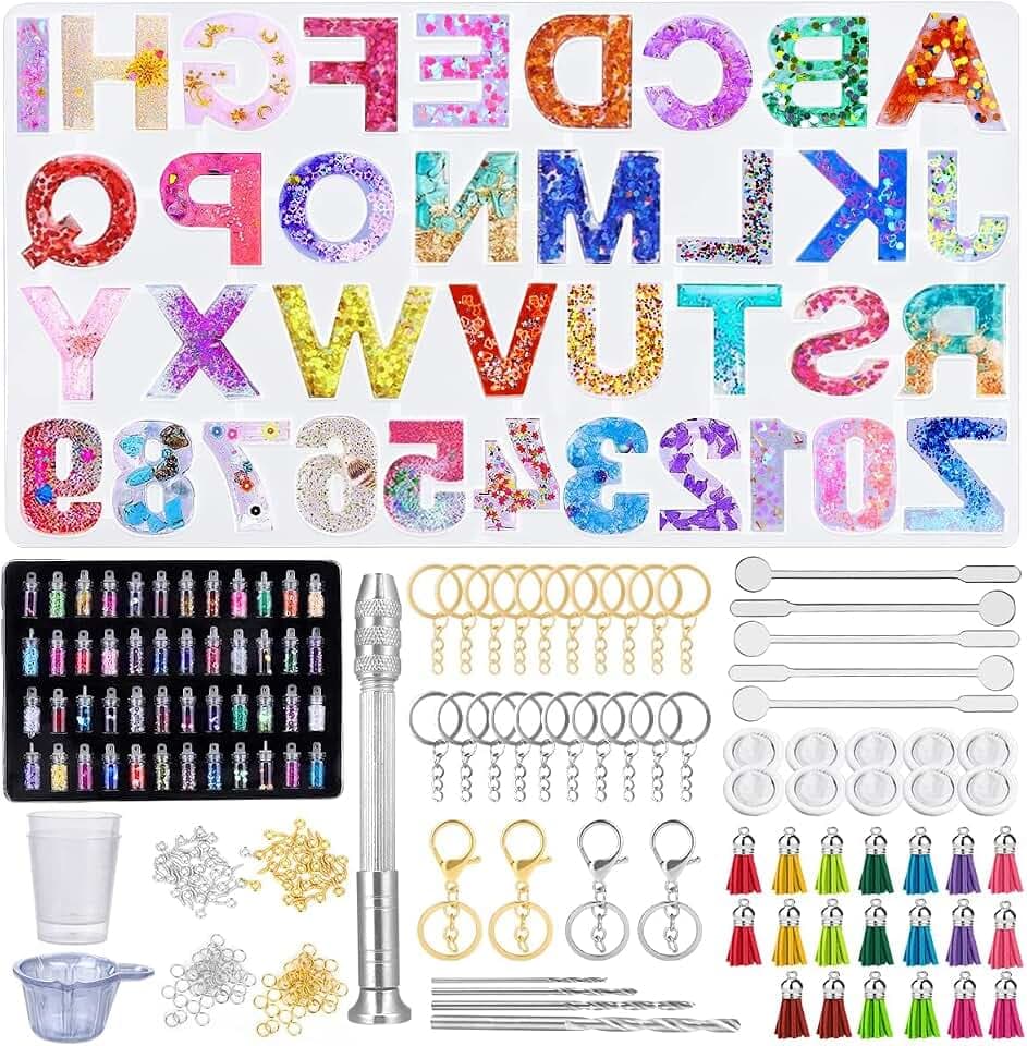 Tailcas 314 Stück Resin Silikonform Alphabet,Silikonformen Epoxidharz Set