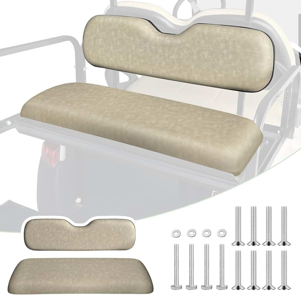 Universal Rear Replacement Cushions for Golf Cart Flip Rear Seat,Golf Cart Back Seat for EZGO TXT RXV ST for ST Sport for Valor Models for Club Car,Seat Bottom Cushion and Back Cushion Set