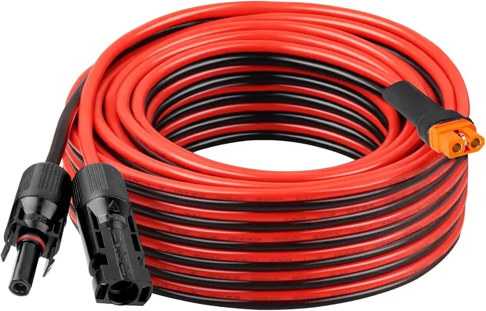 10AWG 35FT Solar to XT60i Extension Cable 3 6 10 35 50 75 100FT Heavy Duty Adapter Cable Connector XT60i Wire for Portable Power Station, Solar Panel, RV, Battery, Renewable Energy Applications