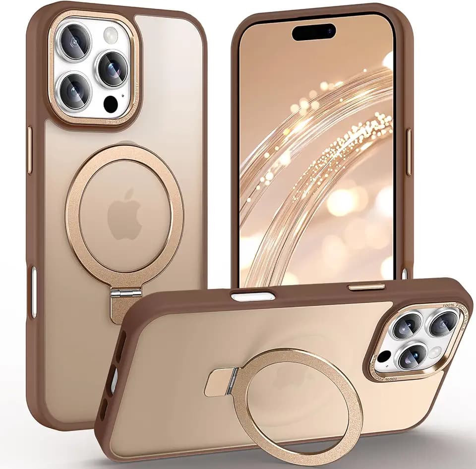 Magnetic for iPhone 16 Pro Case with Ring Stand, Bronze