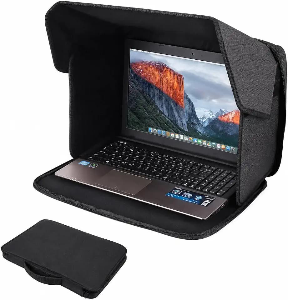 Anti-Glare Laptop Sun Shade for 14-Inch Notebook, Foldable Screen Hood for Outdoor Work