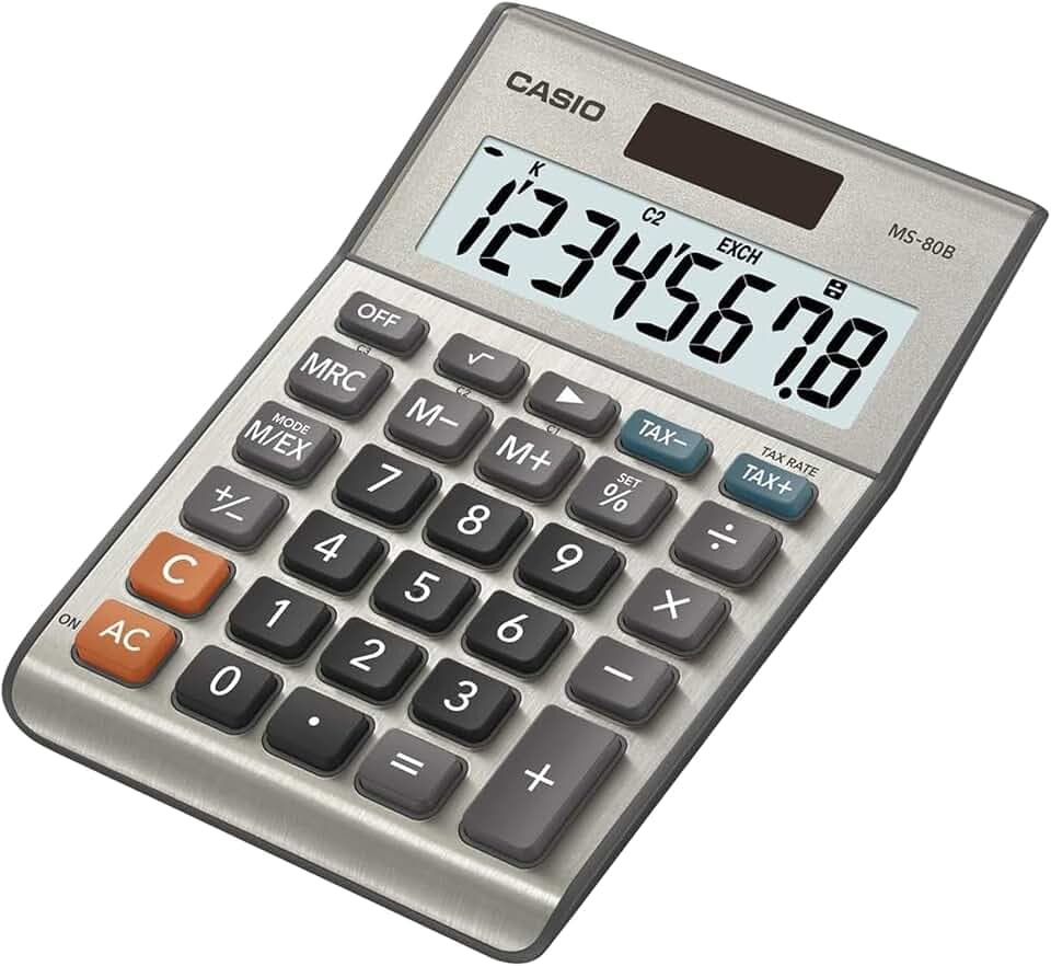 Casio MS-80B Desktop Calculator, Tax & Currency Tools