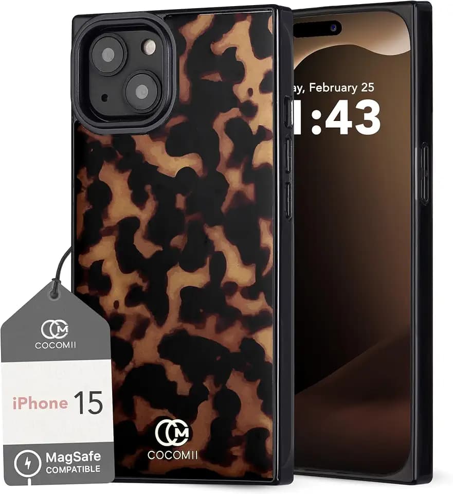COCOMII Rectangle for iPhone 15 Case, Chestnut Tortoiseshell