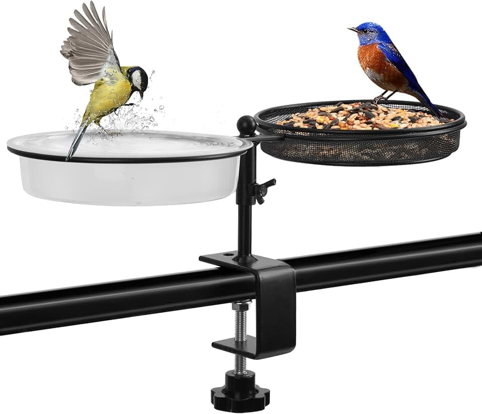 2-in-1 Vogeltränke & Futterstation mit Klemmhalterung für Balkon