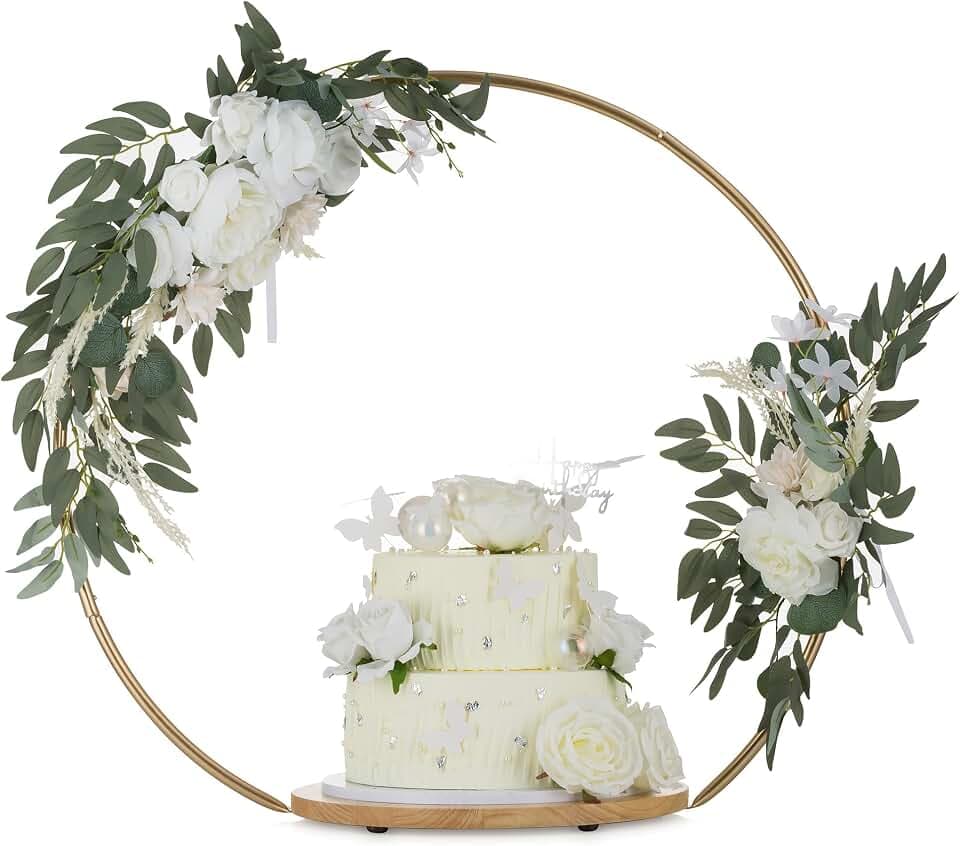 NUPTIO Tortenständer mit Metallbügel, Holz Pedestal, 36cm, für Hochzeit