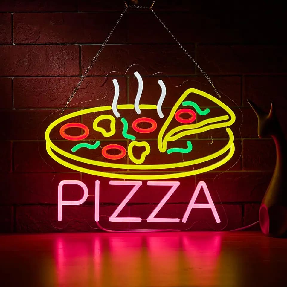 Pizza Neon Sign for Wall Décor Dimmable LED Neon Sign USB Powered Neon Art Signs Decor