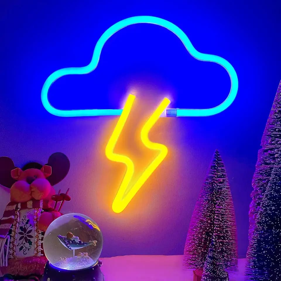 Lightning Bolt Neon Sign LED Cloud Lightning Neon Signs for Wall Decor