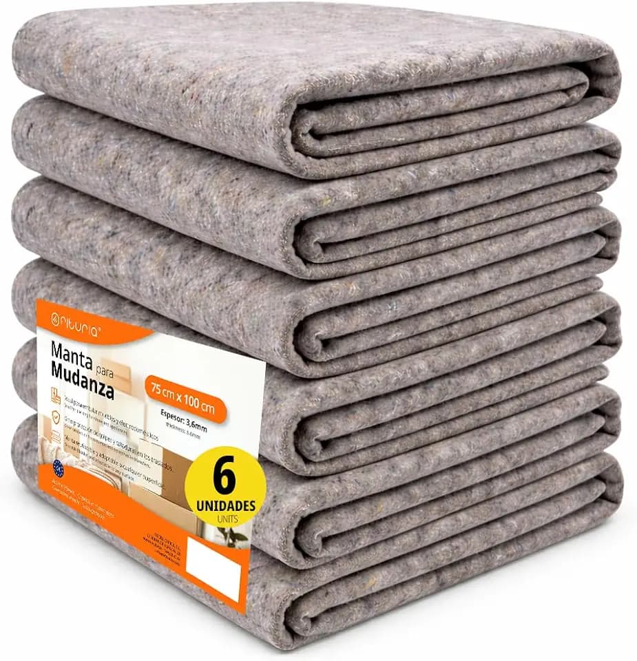 OFITURIA Umzugsdecke, Größe 75x100cm, Schützt Ihre Möbel vor Stößen und beim Transport, Wiederverwendbare Decke, Ideal für Aktivitäten, Haustiere oder Renovierungen, mit 3,6mm Stärke (6 STK.)
