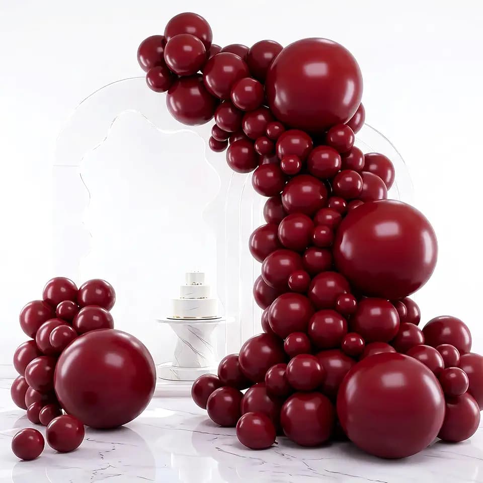 Burgundy Balloons Different Sizes Ruby Red Balloon Arch 129pcs