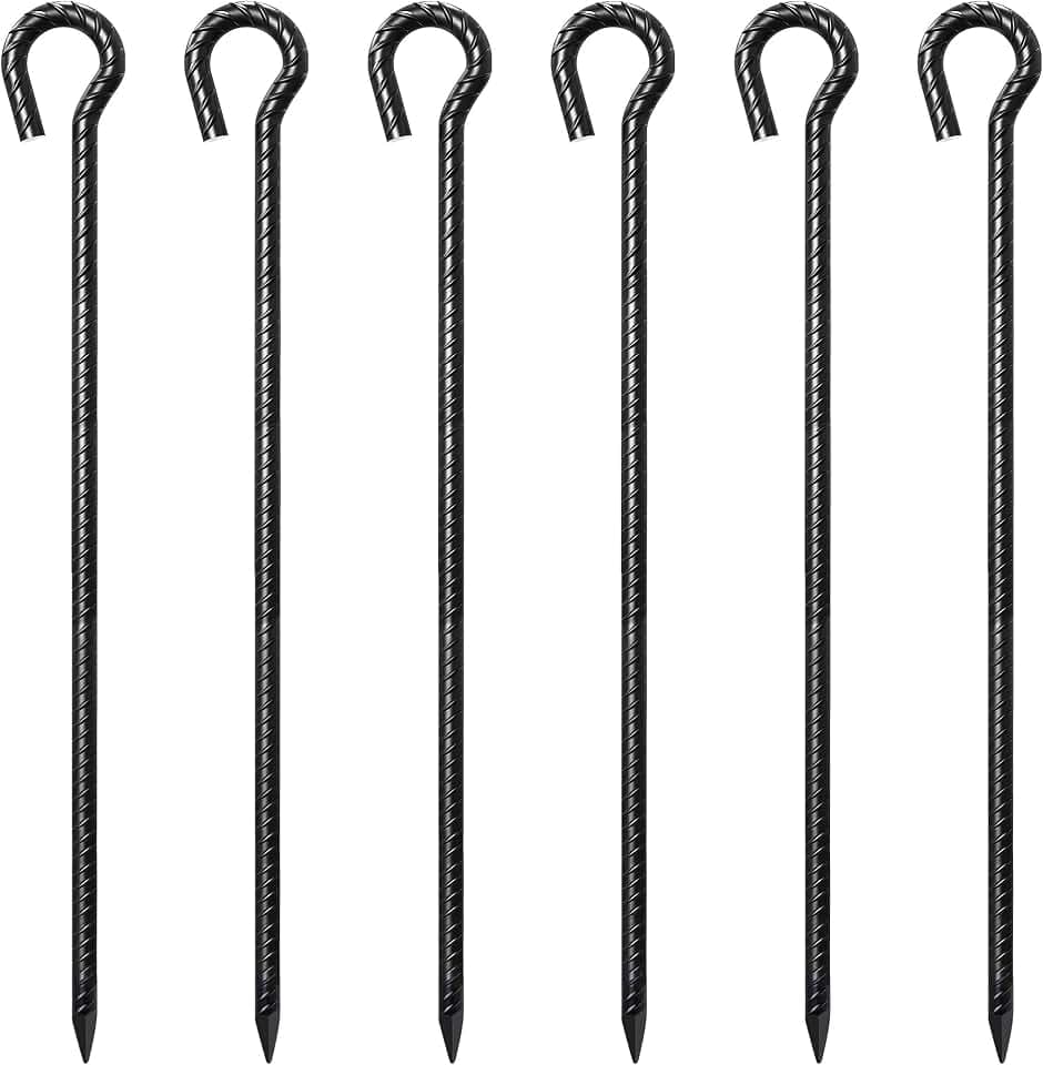 30 Inch Rebar Stakes 1/2" Dia 6 Pack Long Tent Stakes with Loop