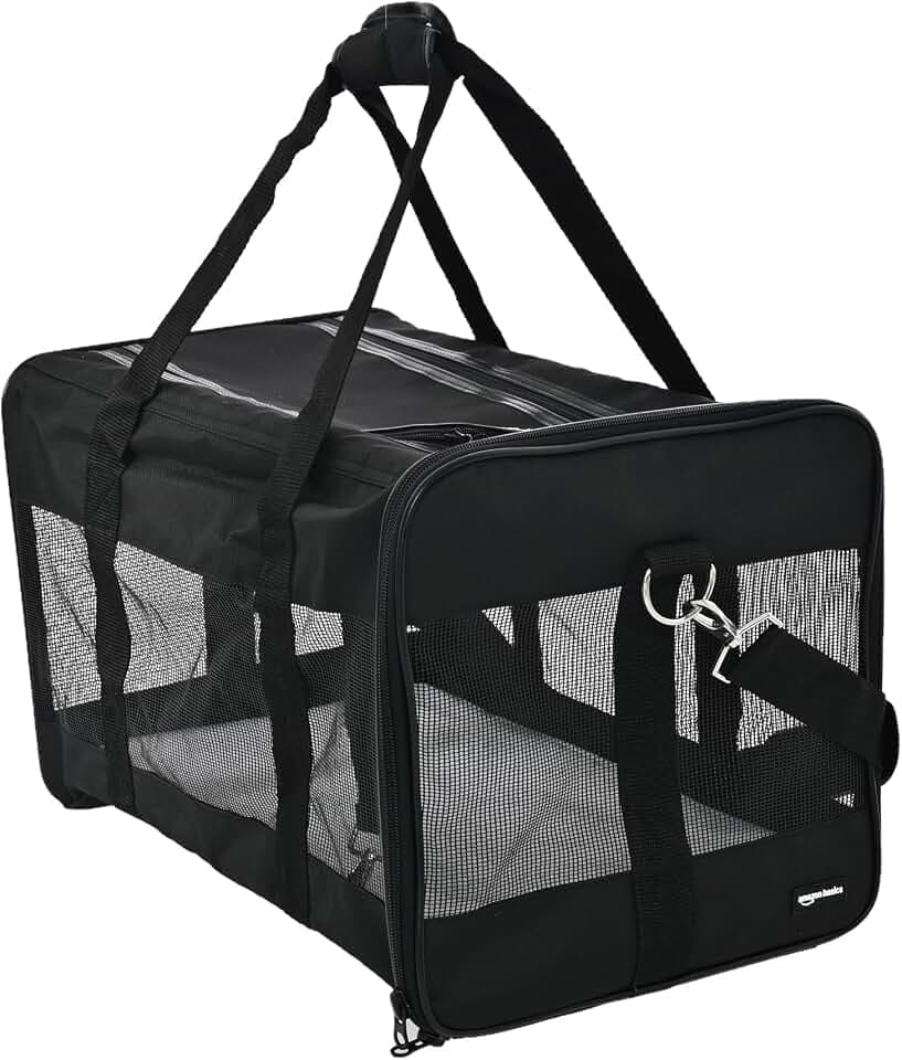 Amazon Basics AMZSC-002 Tragetasche für Hund Haustiere mit weichen Seiten, Größe M, Schwarz, 42 L x 24 W x 25 H cm