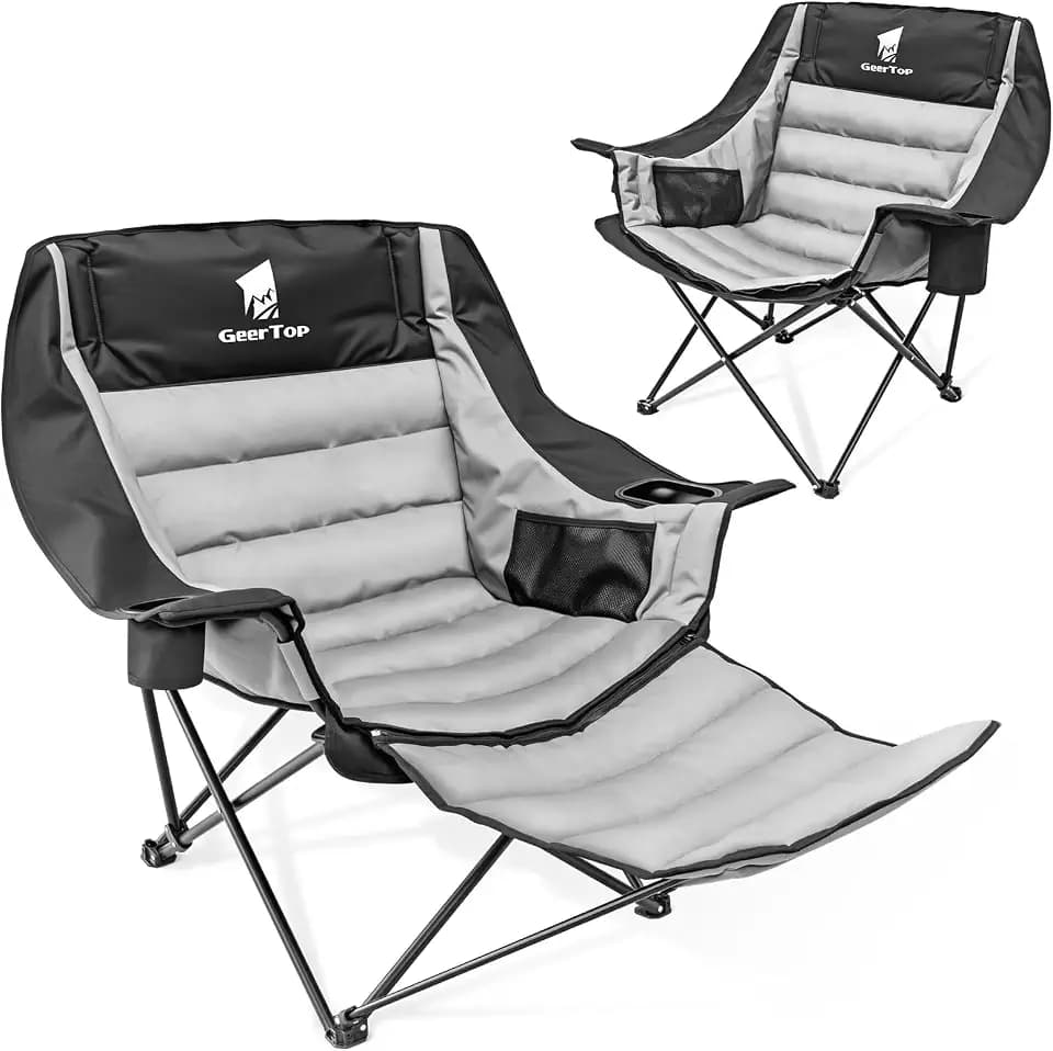 GEERTOP Oversized Padded Camping Chair with Footrest