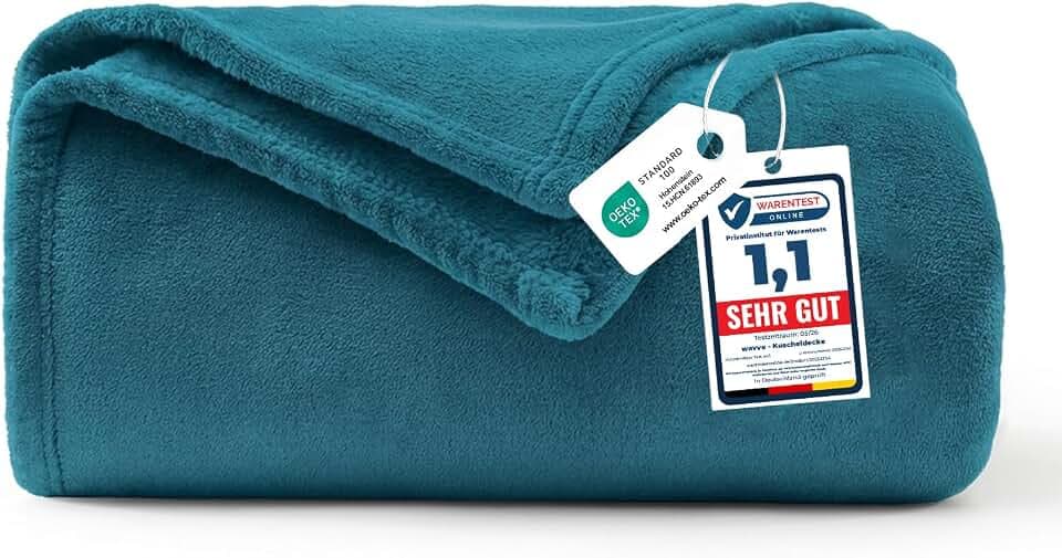 WAVVE Kuscheldecke Flauschig Decke Tagesdecke 150x200 - Sofadecke Türkis