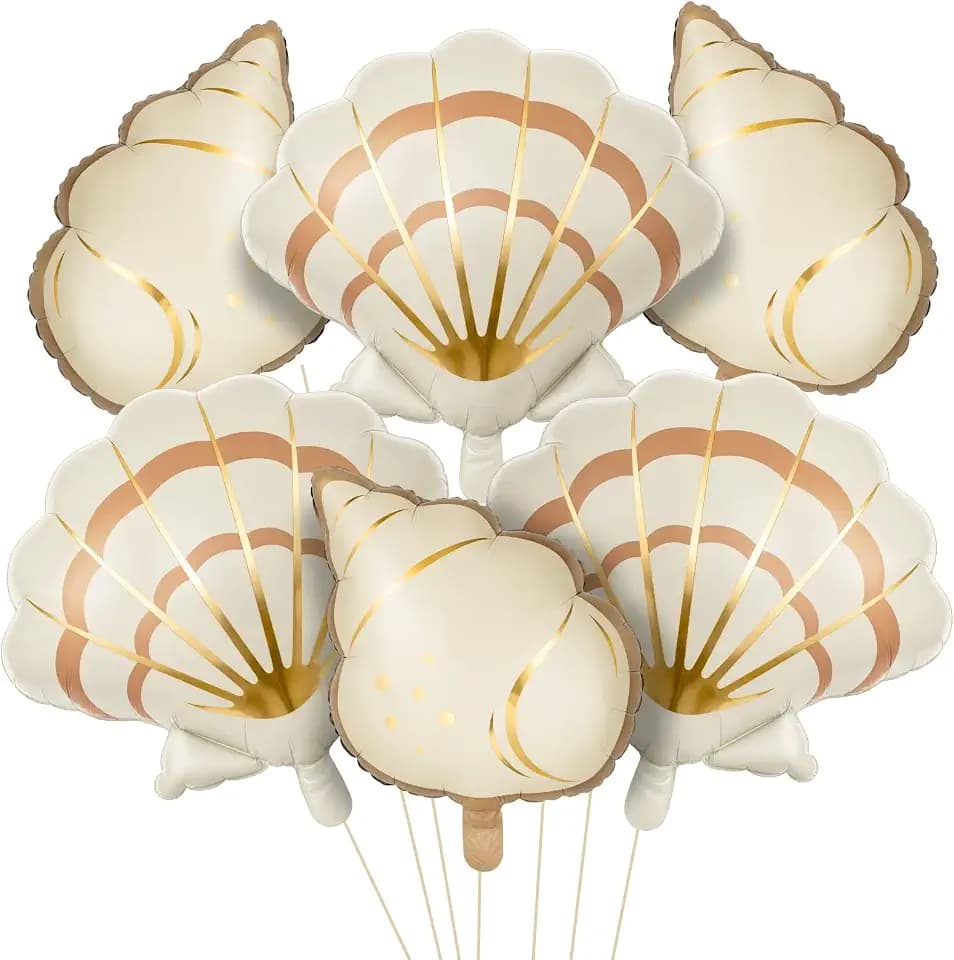 Gejoy 6 Pcs Under the Sea Foil Balloons, Seashell Mermaid Birthday Decor