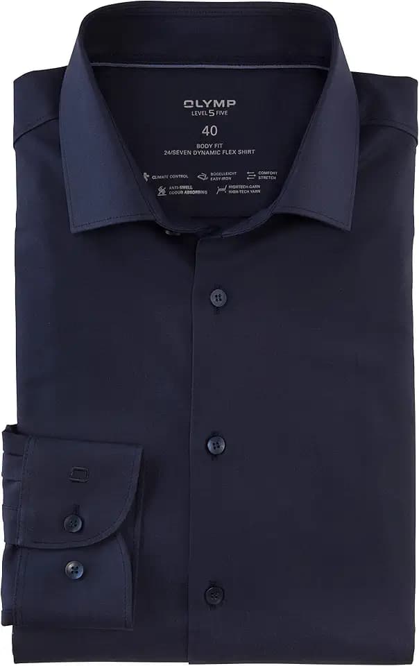 OLYMP Herren Oberhemd Langarm 073464,Twill,Level 5 Body fit (15.05.2015 - F16),Modern Kent