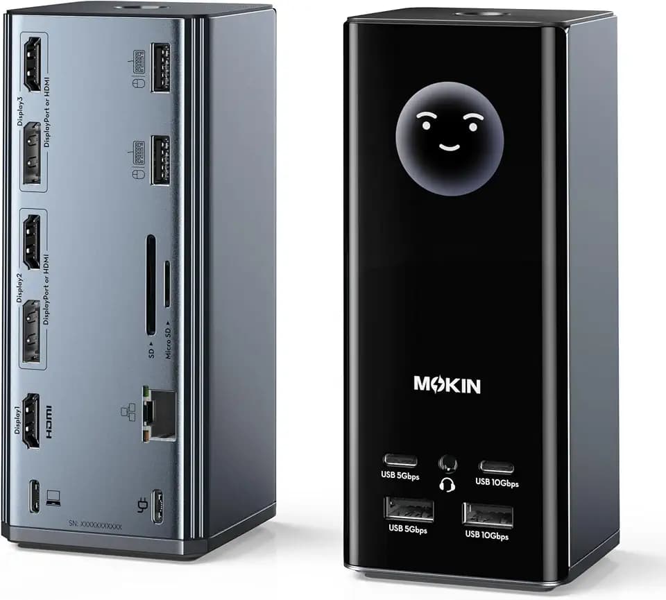 MOKiN USB C Docking Station 3 Monitors Display with Weather Function