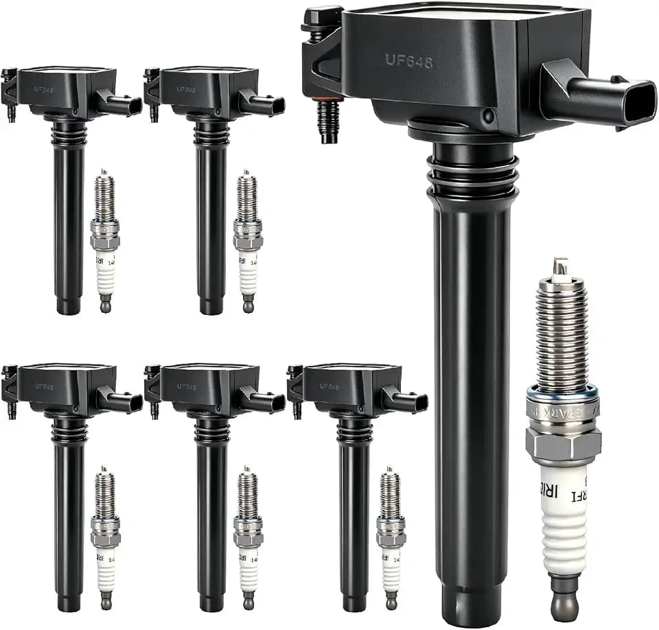 OTO-K Ignition Coil Packs and Iridium Spark Plugs Compatible with Jeep Grand Cherokee Wrangler 2011-2017/Ram 1500 2011-2020/Dodge Grand Caravan Charger 2011-2020 V6 3.6L UF648 97390 Set of 6