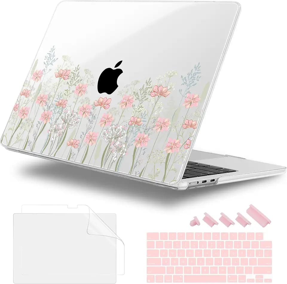 Case for 2026/2025/2024/2023 MacBook Air 15-inch Laptop Release M5 A3448 /M4 A3241 /M3 A3114 /M2 A2941, Stylish Protective Hard Shell Cover for MacBook Air 15.3 inch, Floral C322