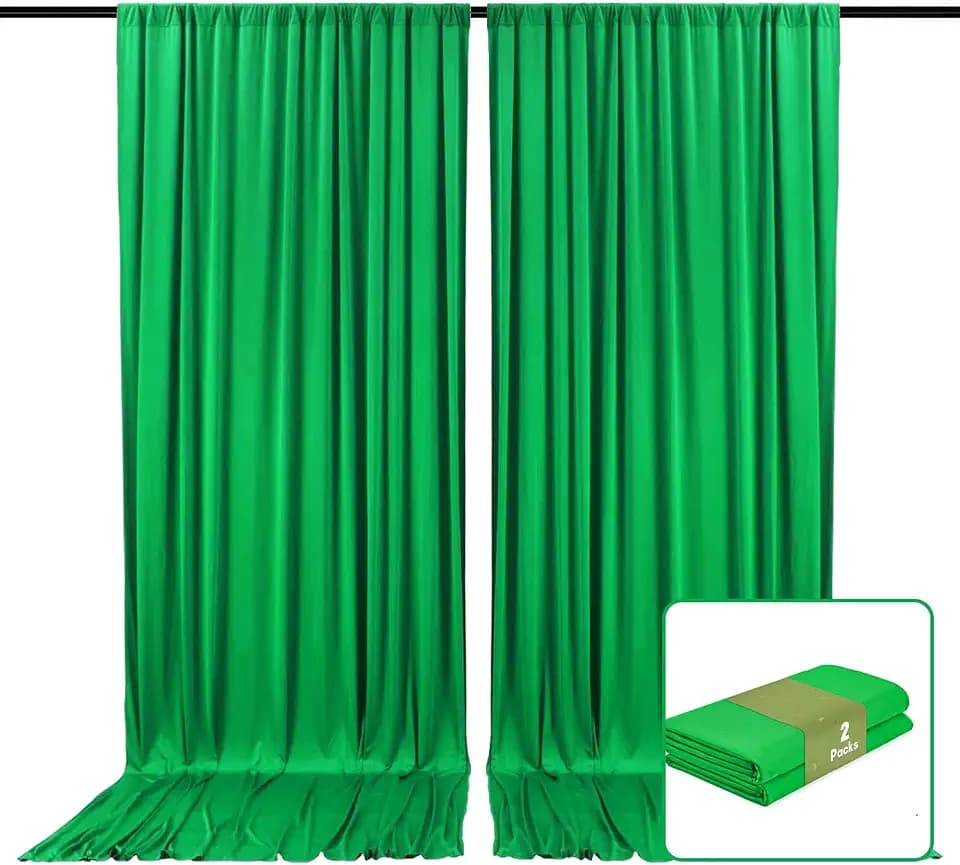 2 Panels Grass Green Backdrop Curtain, 10 x 10 Feet Background Curtains for Parties, Weddings, Baby Showers, Bachelorette Halloween, Christmas Birthday Party Photoshoot Backdrop Curtains Decorations