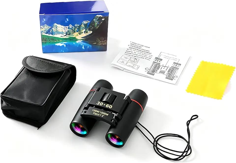 30X60 Mini Binoculars with Case & Strap, Compact Small Pocket Travel Binocular for Bird Watching Concert Theater Opera, High Power Optics for Cruise Ship Essentials Norway Alaska Hiking Camping Gear