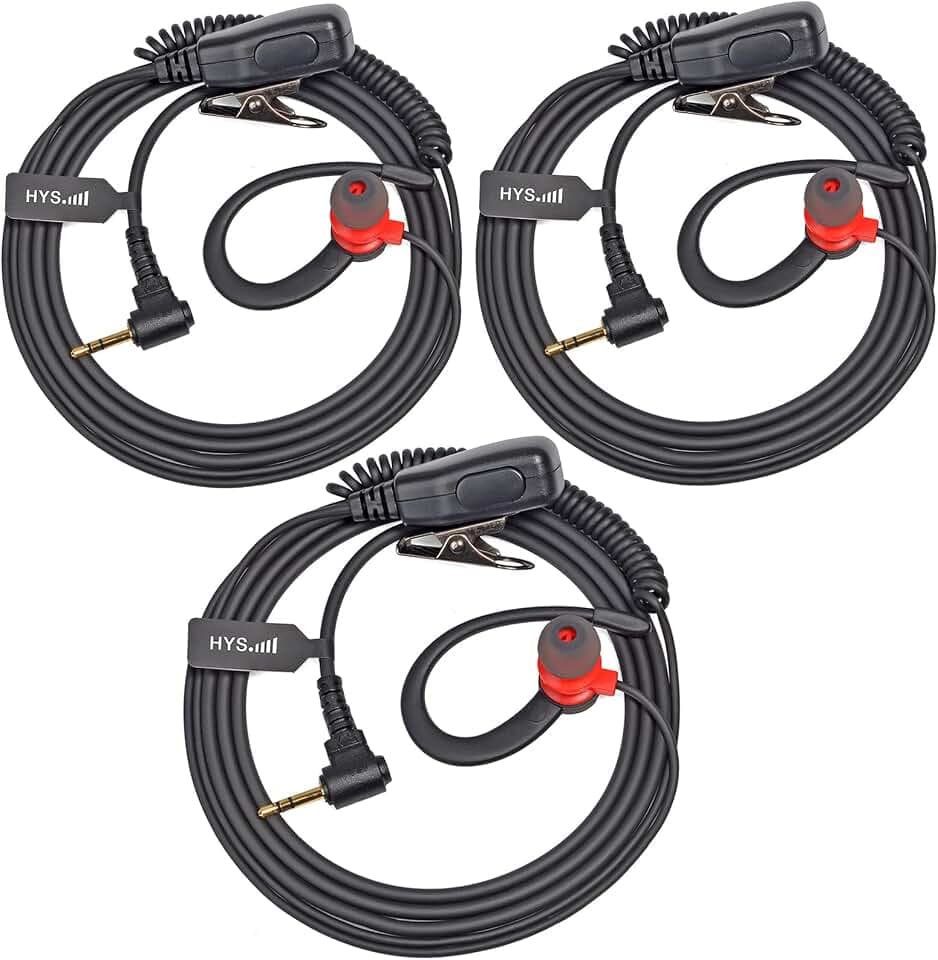 HYS G Shape Radio Earpiece for Motorola Talkabout T605 Two-Way Radio, Walkie Talkie Headset with in-line PTT for Talkabout T465 T800 T260TP T600 T200TP T402 FRS Two-Way Radio, 3pcs Earphone