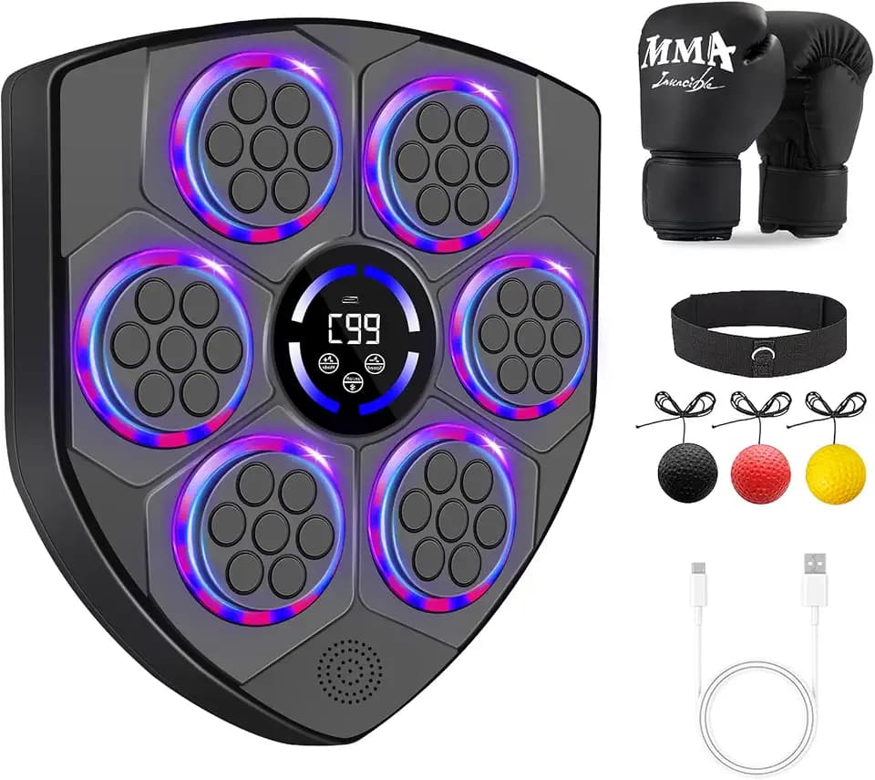 Music Boxing Machine für Kinder und Erwachsene, Intelligente Bluetooth Boxautomat mit Boxhandschuhen, Wandmontierte Elektronische Boxmaschine mit Musik für Home Fitnessstudio Training Indoor