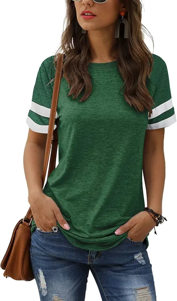Adibosy Summer Casual Women T-Shirts: Short Sleeve Tunic Tops Tee Blouses