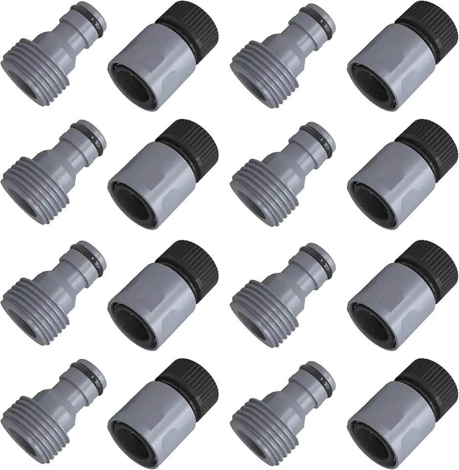LIULO TOOL 8 Sets Garden Hose Quick Connector, 3/4 Inch Plastic Water Hose Fittings Male and Female Connectors Hose Adapters