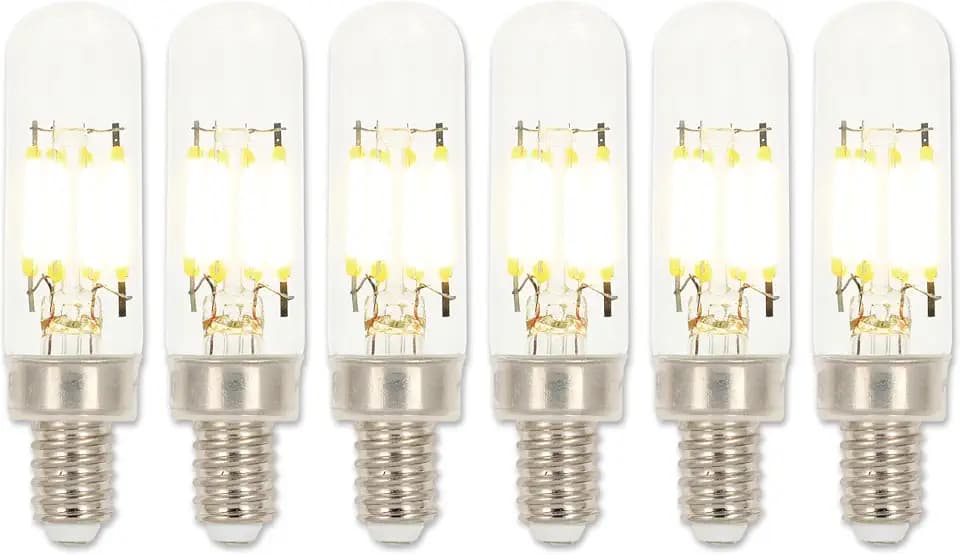 Westinghouse 5158120 2.5 Watt (25 Watt Equivalent) T6 Dimmable Clear Filament LED Light Bulb, Candelabra Base, 6 Pack