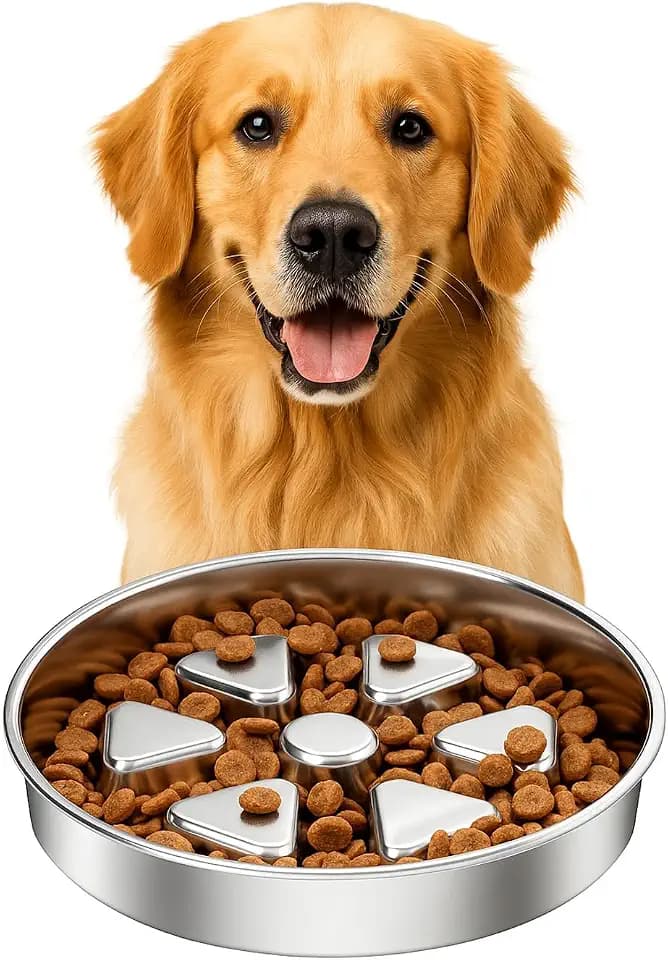 Kactoily 304 Stainless Steel Slow Feeder Dog Bowls, 2.5 Cups Capacity