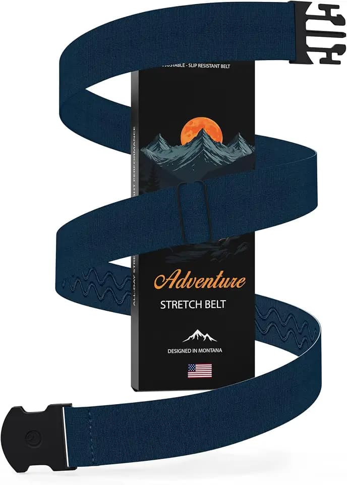 ONE-BELT Unisex Adventure Stretch Belt, 1.30" Width, Non Slip, Travel Friendly Buckle. Designed in USA.