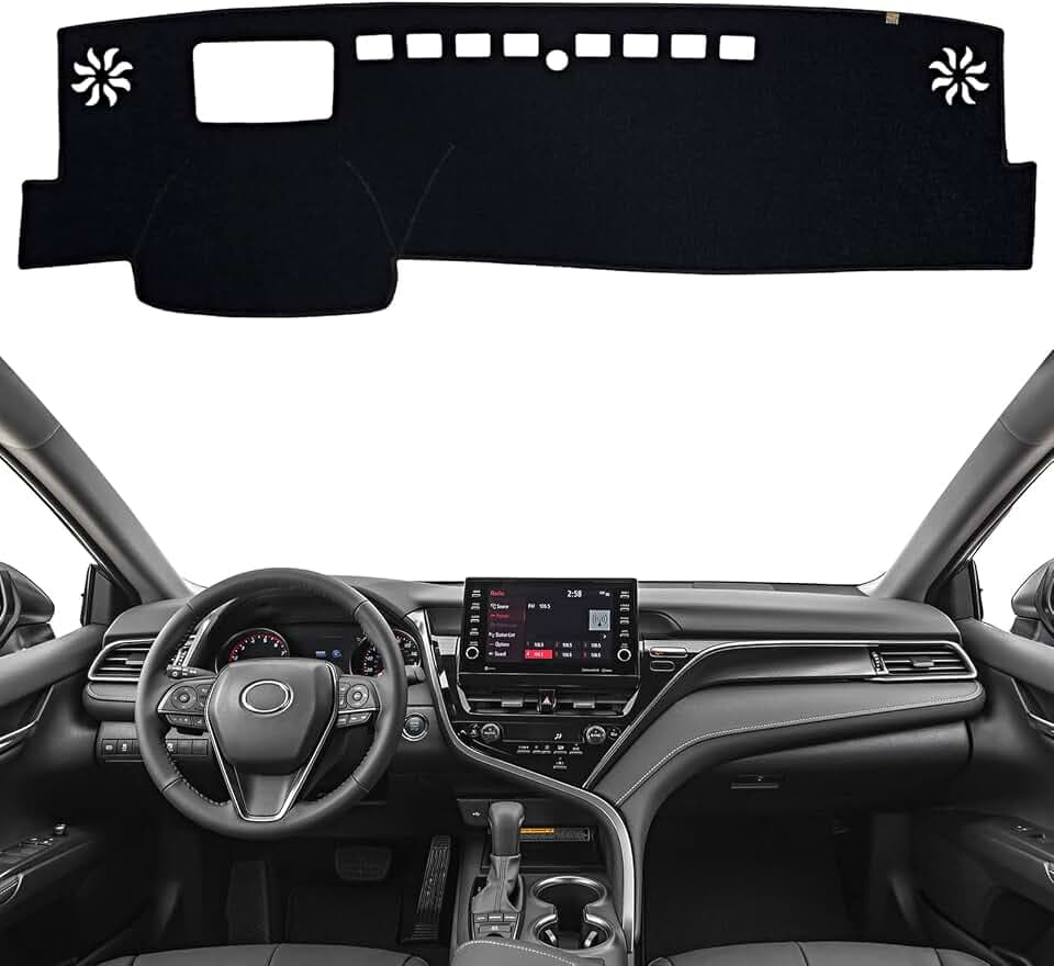Dashboard Cover Dash Mat Fit for to-yota Camry 2024-2018 (with HUD Models),Car Dash Board Mat Anti-Glare Carpet,Non-Slip Pad Sunshield Protector (Black)