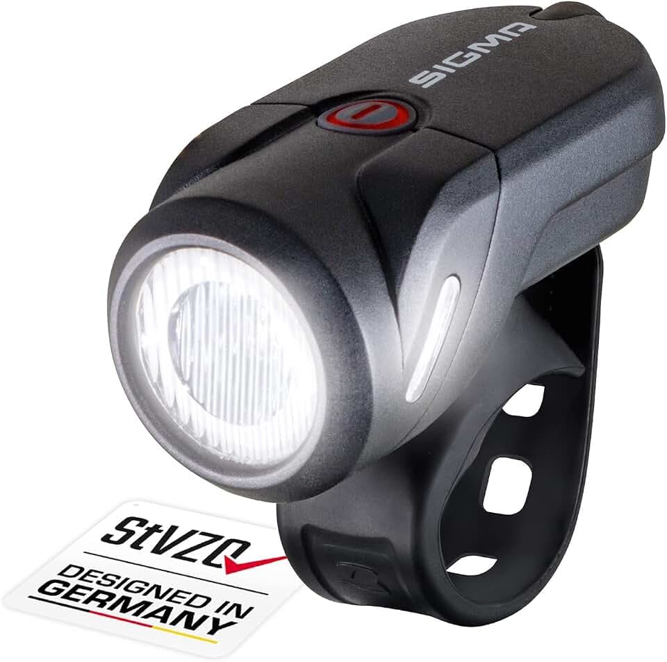 SIGMA Aura 35 | LED Fahrradlicht mit 35 LUX | StVZO zugelassenes, akkubetriebenes Vorderlicht | 2 Leuchtmodi | wetterfestes & wiederaufladbares Frontlicht