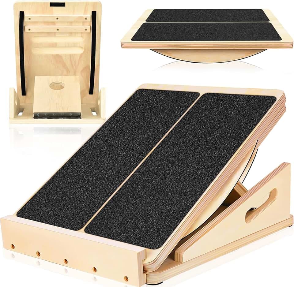 Schrägbrett, Verstellbar Balance Board Erwachsene, Rutschfestes Wadendehner Fußtrainer Heimtraining, Balanceboard für Stretching und Tiefe Kniebeugen