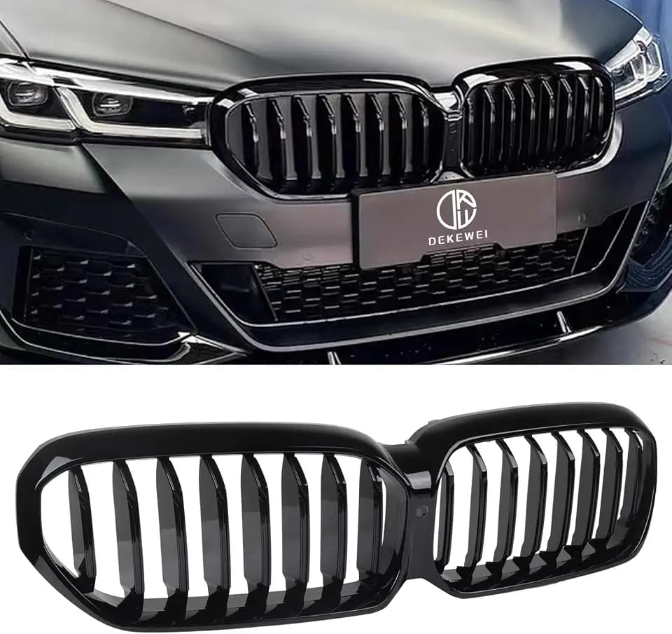 G30 Grille, Single Slat Gloss Black Kidney Grill, ABS Plastic