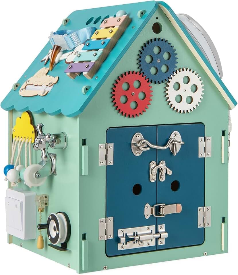 FANTASK Kinder Spielhaus aus Holz, Montessori Aktivitätswürfel
