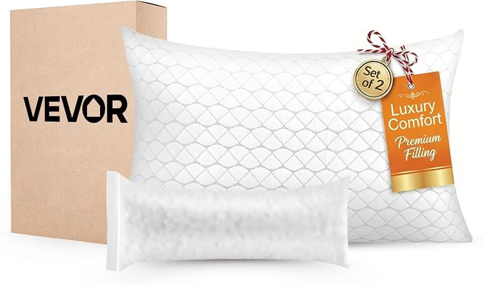 VEVOR Original Adjustable Pillow, Queen Size Bed Pillows for Sleeping, Cross Cut Memory Foam Pillows, Medium Firm Back, Stomach and Side Sleeper Cold Pillow with Removable Washable Cover