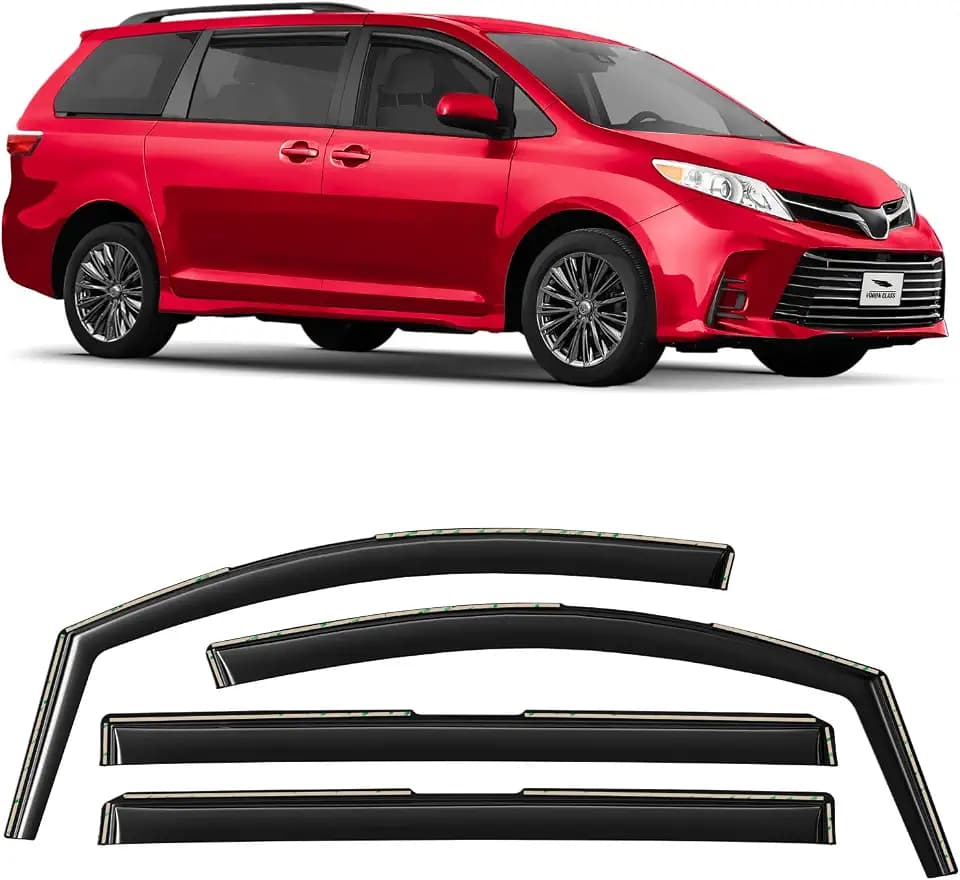 Voron Glass in-Channel Extra Durable Rain Guards for Toyota Sienna 2011-2020, Window Deflectors, Vent Window Visors, 4 Pieces - 200526