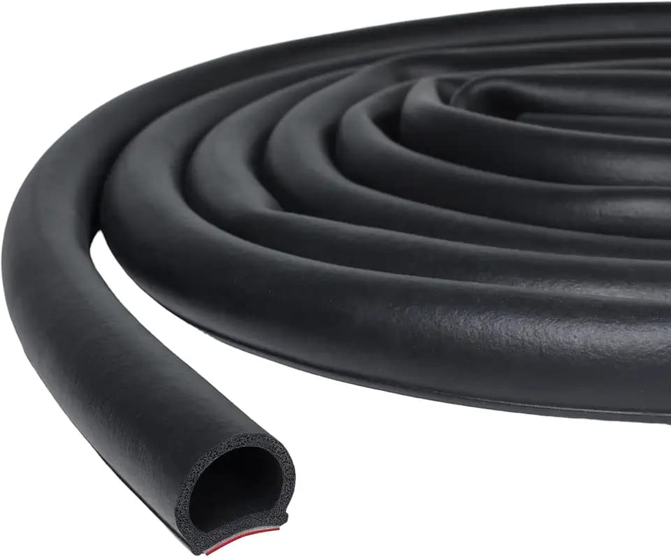 D-Shape EPDM Rubber Weather Stripping, 3/4" Large Gap Filler Self-Adhesive Door Seal Strip, Automotive Weather Stripping, Apply to Cars, Truck, RV, Marine and Home Application (Black, 6.5Ft)