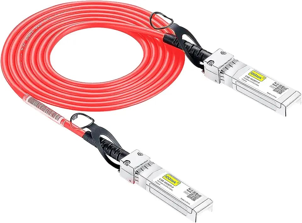 10Gtek [Red Colored 10G SFP+ DAC Cable - Twinax SFP Cable for Cisco SFP-H10GB-CU2M, Ubiquiti UniFi, D-Link, Supermicro, Netgear, Mikrotik, Fortinet, 2-Meter(6.5ft)