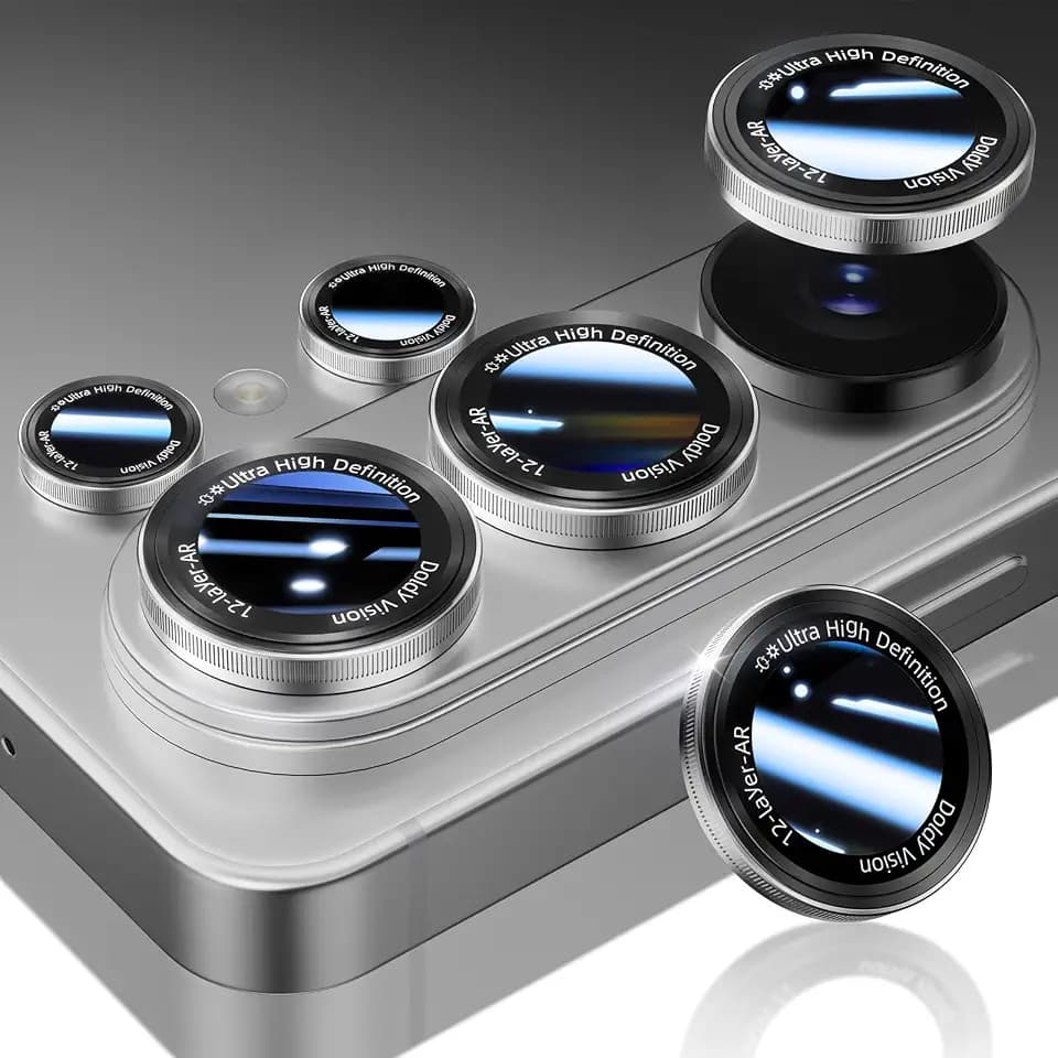 HelloDeere for Samsung Galaxy S26 Ultra Camera Lens Protector, Military-Grade 9H+ Tempered Glass with AR Optical Tech HD Anti-Glare Anti-Scratch Metal Individual Ring Easy Install Case Friendly,Silver